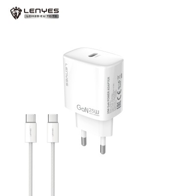 Cargador GaN 25W Lenyes LCH28 Tipo-C a Tipo-C | Blanco